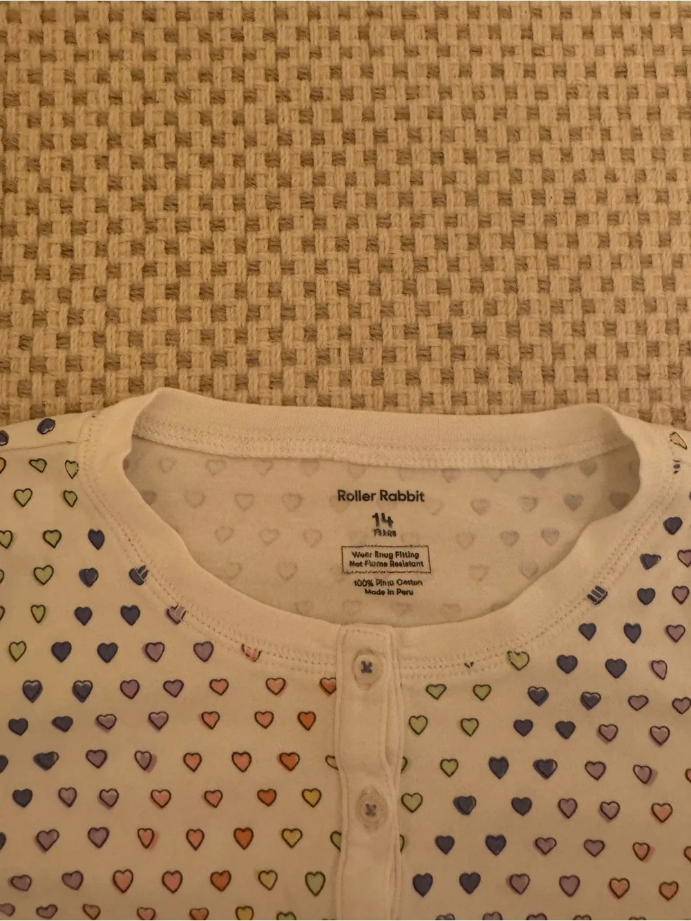 Roller Rabbit White Pajama Set with Navy Polka Dots